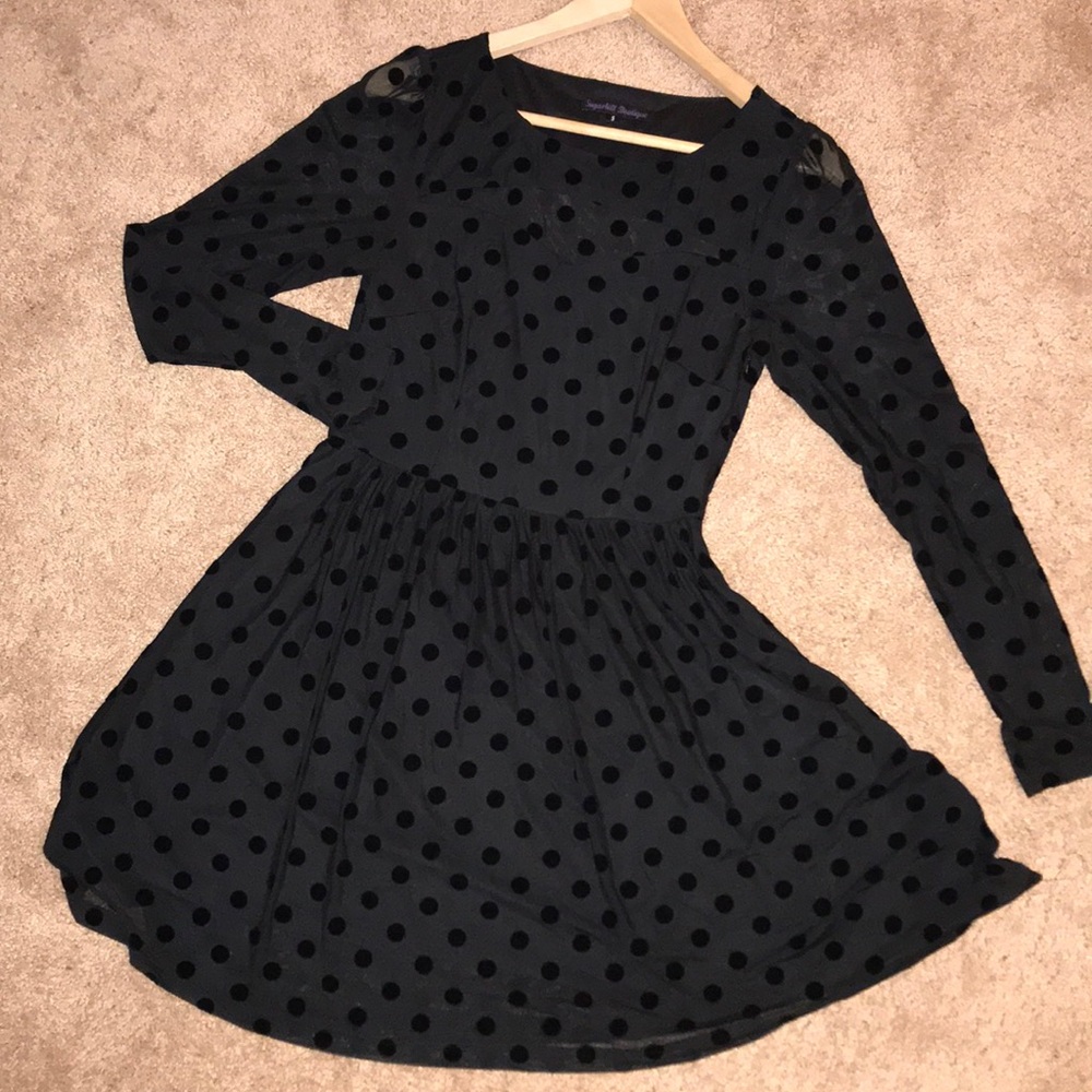 Sheer LS Polka Dot Dress by Sugarhill Boutique